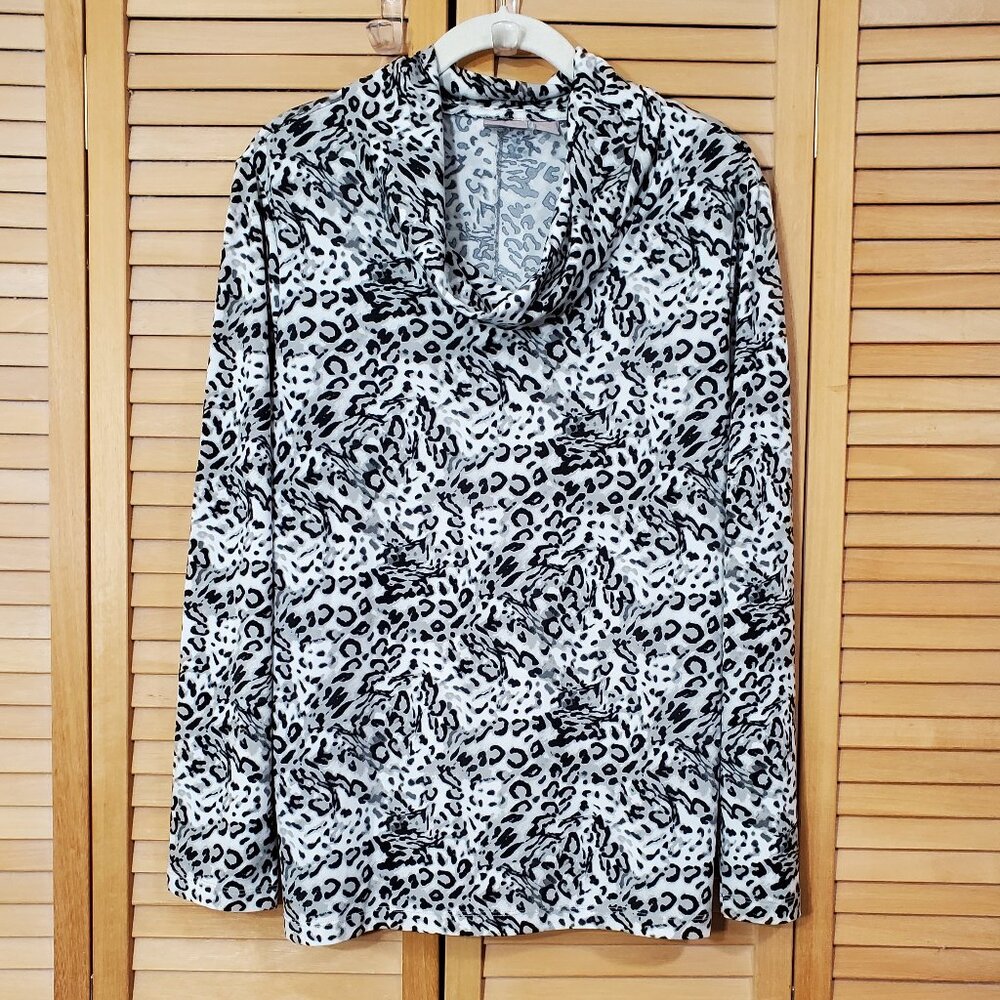 Chico's Animal Print Cowl Neck Knit Top 1 (8)